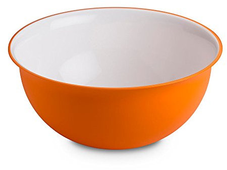 omada Design Schüssel für Pasta und Salat (3,5 Liter), Schüssel aus Polypropylen und integrierten antimikrobiellen Mitteln eliminiert Bakterien und Pilze. Made in Italy, Linea Sanaliving, Weiß Orange