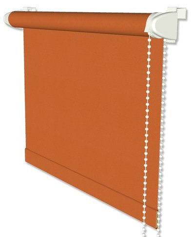 Interdeco Verdunkelungsrollos/Thermo-Rollo Orange (Terracotta) BxH 113,5 x 175 cm Klemmfix Seitenzugrollo (ohne Bohren) mit Silberbeschichtung