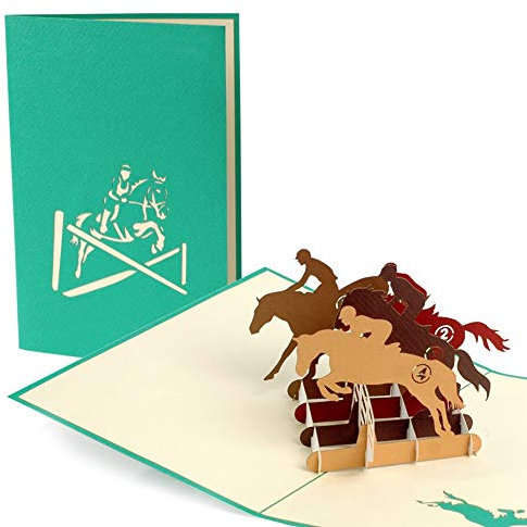 Grußkarte mit Pferden, Gutschein für Reitunterricht, Glückwunschkarte oder Gutscheinfür Mädchen, Geburtstagskarte, Glückwunschkarte, Karte zum Geburtstag, Pop-Up Karte, F18