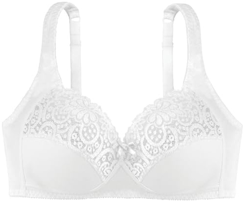 Dorina Damen ungefütterter Bralette ohne Bügel, leicht dünn BH für große Größen, Georgina D1427A, Elfenbein Schwarz