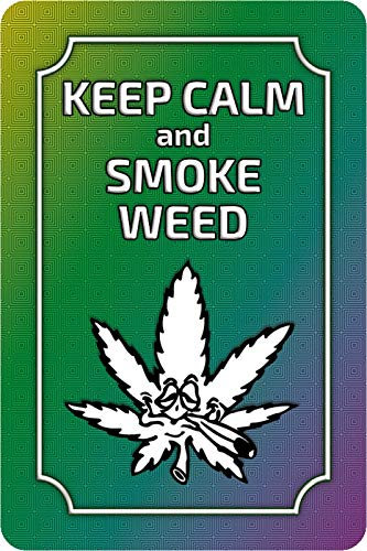 Schatzmix Blechschild Keep Calm and Smoke Weed Marijuana Cannabis Metallschild Wanddeko 20x30 tin sign
