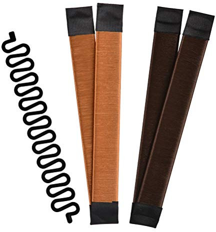 TIMESETL Twist Haarstyling Tool 3-in-1 Haarstyle Hilfe, Donut Hair Bun Maker Damen Haare Dutt Maker braun + Flechthilfe Haare Haar Flechten Tool