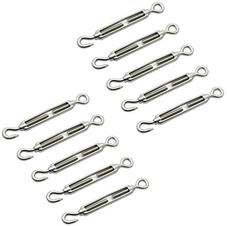 M6 304 acciaio inox gancio & occhio Heavy Duty tenditore fune metallica tensione per fune cavo, confezione da 10