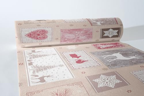 Sovie HORECA Tischläufer Karina aus Linclass® Airlaid, Einweg Weihnachtstischläufer Winterlich, ideal für Winterfeiern, Advent & Weihnachten, 40 cm x 24 m, 1 Stück