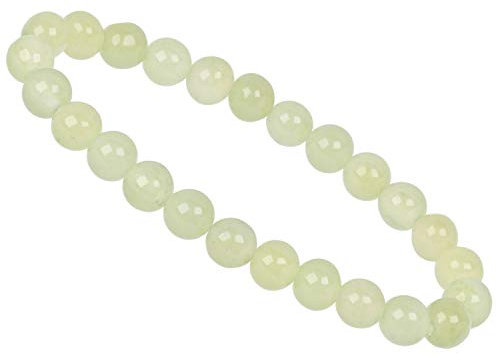 ELEDORO echtes Edelstein Perlen Armband - Natürliche Chakra Power Steine, Stretch Design, 8mm (Neue Jade (Serpentin))