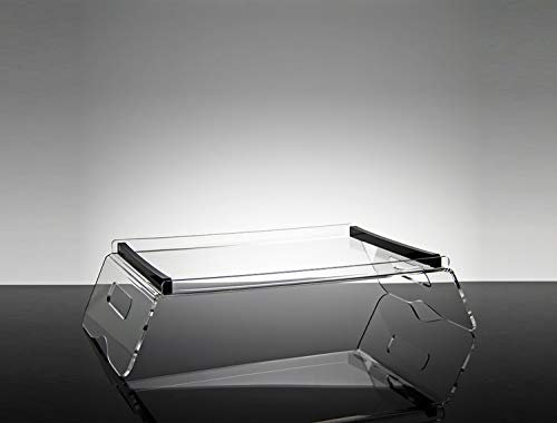 Vassoio per colazione da letto design moderno in cristallo acrilico trasparente e nero Saffron