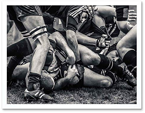 Wee Blue Coo Photo Sport Rugby Football Close Up Scrum Players Ball Game Art Print Framed Poster Wall Decor 12X16 Inch