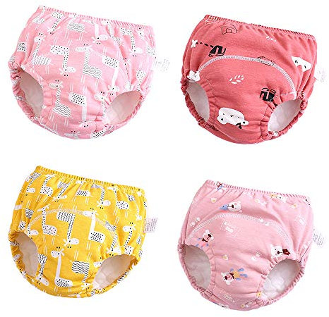 U0U Baby Mädchen Trainingshosen aus Baumwolle, für Kleinkinder, Töpfchentraining, Unterwäsche für Jungen und Mädchen, 12 bis 4 Jahre, 4 Stück, rose, 104