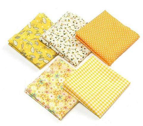 Patchwork-Stoffe, 50 x 50 cm, verschiedene Muster, Baumwolle, Patchwork-Stoffe, Quadrate für Quilten, Scrapbooking, Nähen, Kunsthandwerk, DIY – gelbe Serie