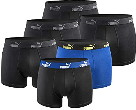 PUMA Herren Boxershort Limited Statement Edition 6er Pack - Black-Blue-Yellow New - Gr. L