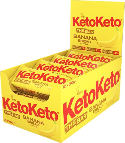 Keto Keto Bars 12 x 50g Keto Snacks For Weight Loss | Keto Diet, Sugar Free Snack, Meal Replacement Bar | Healthy Snacks, Keto Food, Low Carb | Low Calorie, Vegan Food, Breakfast Bar (Banana Bread)