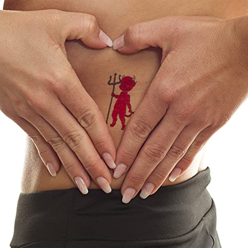 2 x Teufel Tattoo in rot - Hörner und Dreizack - Temporary Body Tattoo (2)