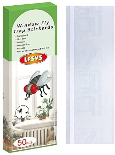 50 Stück Fensterfliegenfallen, Fruchtfliegenfallen für den Innenbereich, klebrige Fliegenpapierstreifen, Fliegenfallen für den Innenbereich, Insektenfänger, transparent.