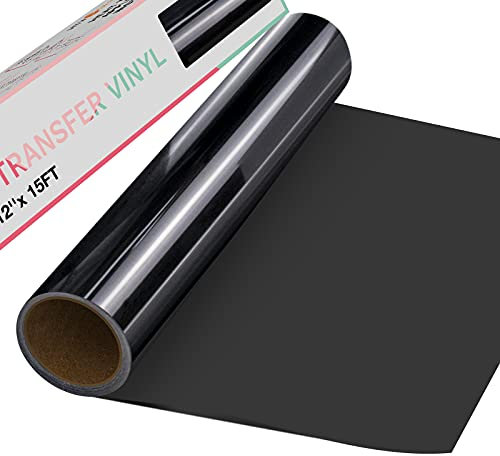 HTVRONT Flexfolie Schwarz 30.5cm x4.57m Plotterfolie Textil Schwarz für T-Shirts & Stoffe