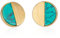 namana Boucles d'Oreilles Femme Or en Disque, Boucles d'Oreilles Géométriques Plaquées Or avec une Finition Mate, Boucles d'Oreilles Rondes en Turquoise Bleue