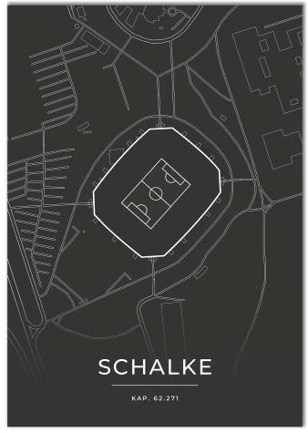 Vacentures Schalke Stadion Poster - Fussballstadion-Poster - Geschenk für Fußballfans (21x30 CM (DIN A4))