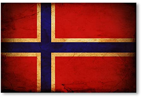 Postereck - 0284 - Vintage Flagge, Fahne Norwegen Oslo - Wandposter Fotoposter Bilder Wandbild Wandbilder - Leinwand - 40,0 cm x 30,0 cm