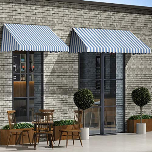 INLIFE Bistro-Markise Blau und Weiß 350 x 120 cm-3724