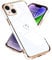 Micoden for iPhone 14 Case Cute Girls Silicone Heart Pattern Design Cases Fashion Plating Edge Ultra Thin Shockproof Protective Bumper Phone Case for iPhone 14 White