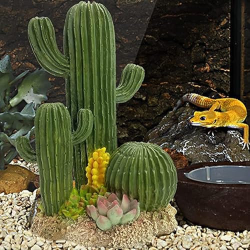 Zerodis Aquarium-Ornament, Aquarium-Deko-Ornament, Harz-Kaktus-Ornament Aquarium-Dekorationen KüNstlicher Kaktus-Ornament FüR Haustier-Pflanzen-Ornament 11 X 13 X 17,5 cm