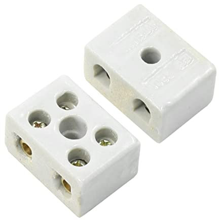 PATIKIL 2 Vie 30A Ceramica Terminale block, 2pz Alta Temperatura Porcellana Ceramica Connettori per Elettrico Filo Cavo