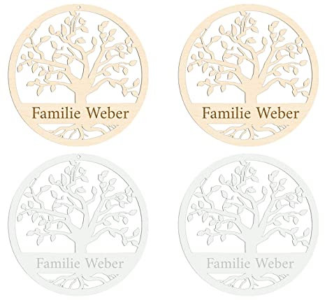 Alsino Personalisierter Baum des Lebens Türkranz Wanddeko Türschild Familie Durchmesser 20 cm rund Baum Holzschild Namen Gravur Geschenkidee Lebensbaum - Handmade aus Holz oder Acrylglas