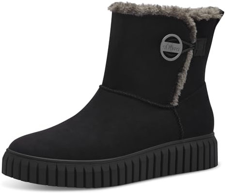 s.Oliver Damen Winterstiefel ohne Absatz Gefüttert Vegan, Schwarz (Black), 37 EU