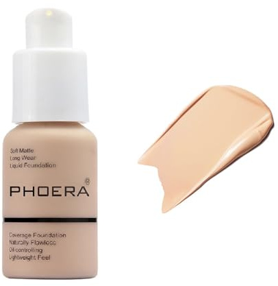 WFWJ - PHOERA Make Up Foundation Matte Smooth & Makellose Liquid Foundation 102 Nude Waterproof Cream mit Fettkontrolle für 24 Stunden