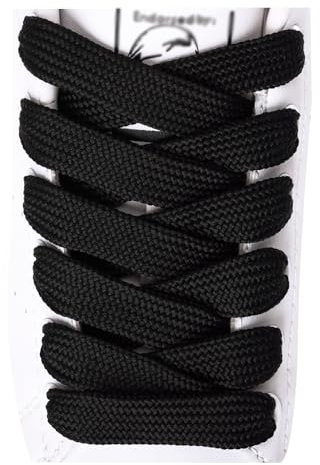 Olukssck 2 Paia Lacci Scarpe Piatti, Stringhe Larghe per Scarpe Sportive, Scarponcini, per Adulti e Bambini - Larghezza 15 mm, Nero, 115cm