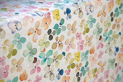 Staab's Stoff wasserabweisend Baumwolle beschichtet verschiedene Dekore (in 50cm Schritten) (Breite 140 cm x Länge wählbar) (bunte große Blüten Wasserfarboptik)