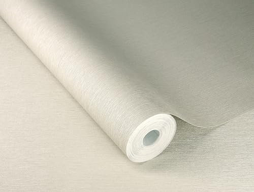 Rasch Vliestapete Einfarbig Linien Struktur Grau Creme Glanz 608649