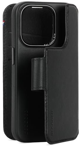 DECODED 2-in-1 Detachable Wallet Case for Apple iPhone 15 Pro - Premium European Leather - Card Holder - Protective and Shockproof - MagSafe Compatible - Microfiber Lining - Black