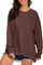 APEIYU Women's Long Sleeve Tops Loose T Shirt Ladies Jumpers Round Collar Baggy Blouses Side-Vent Ladies Winter Tops for Ladies Coffee XXL