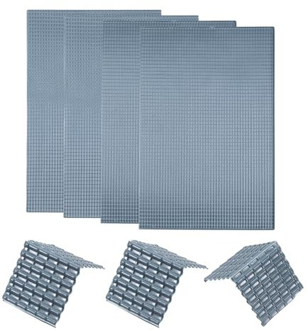 sourcing map Miniature Roof Tiles PVC Model Roof Tiles Mini DIY Tiles Model Building Set for Model Building Dolls Houses Garden Sand Table 29.5x19.5cm/1.16x0.76 Dark Grey Pack of 4,1:50