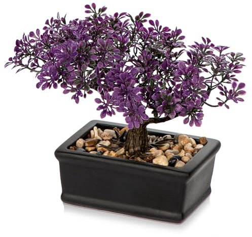 Künstliche Bonsai im Topf, Künstliche Bonsai Baum, Bonsai Kunstpflanze Wie Echt, Japanische Deko Kunstbaum Bonsai Podocarpus, Künstliche Zimmerpflanzen für Baddeko Desktop Büro Fensterbank, Klein