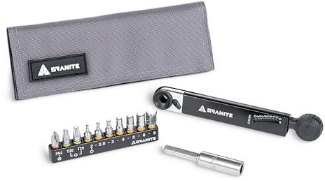 Granite Rocknroll TQ Drehmoment-Ratschen-Fahrradwerkzeug-Set, Fahrrad-Multifunktionswerkzeug-Set mit 10 Werkzeugbits und Verlängerungsstange (Grau)