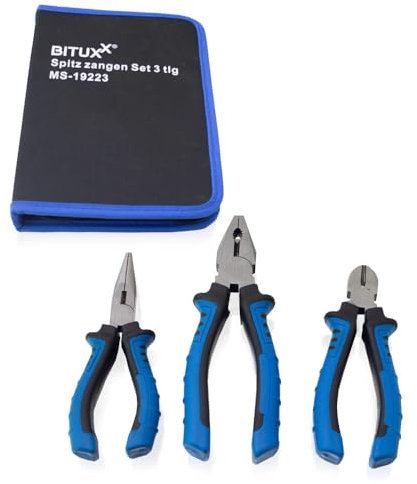 Bituxx Zangen Set 3 tlg. Zangen Satz Spitzzange Kneifzange Kombizange Seitenschneider