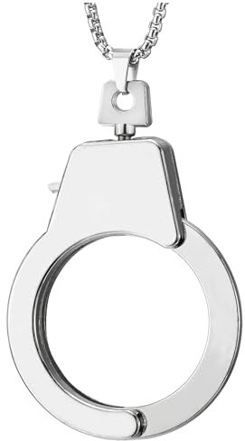 COOLSTEELANDBEYOND Herren Damen Handschellen Charme Anhänger Halskette mit 69CM Weizen-Kette