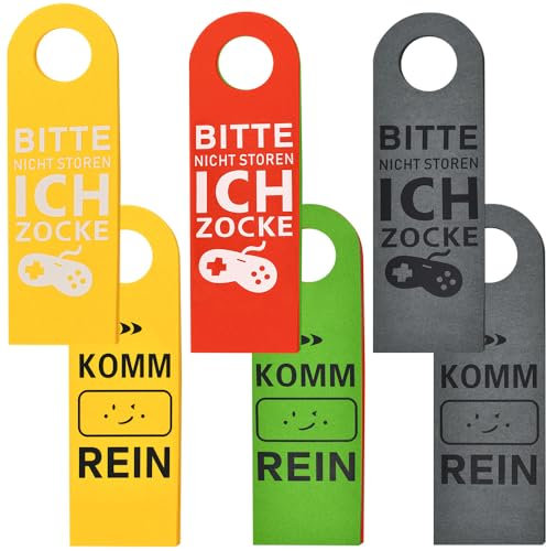 ANTHYTA 3 Stück Nicht stören, ich zocke oder Komm rein Schild Teenager Türhänger Türschild Geschenke für Gamer Coole Türschilder mit Zocker Motiv gaming Filz Türanhänger sachen für Jungen Zimmer Deko