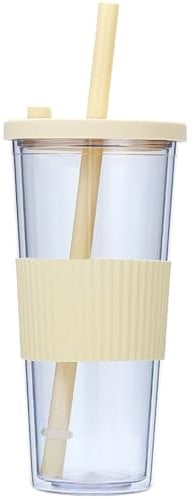 Tumblers Smoothie Cups Double Walled Cold Cup with Lid and Straw Iced Coffee Cups Double Walled Insulated Travel Mugs Reusable Colorful Acrylic Party Takeaway Tumbler Bottle 710ml