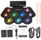 Btuty Elektronisches Schlagzeug Elektronisches Schlagzeug 9 Pads Eingebauter Stereo-Lautsprecher mit Stäbchen Pedal Geburtstagsgeschenk für den Urlaub Schlagzeug-Set mit farbigem Pad