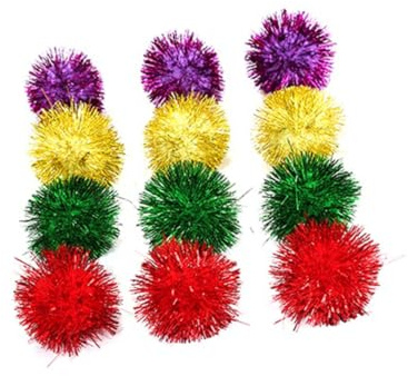 Supvox 30 Stück Bunte Mini Glitter Tinsel Balls Für Katzen Interaktives Katzenspielzeug Pom Pom Bälle Zum Spielen Und Trainieren Für Zuhause