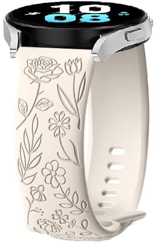 Silicone Bracelet pour Garmin Venu 2S/Vivomove 3S/Vivoactive 4S, Forerunner 255S/265S, 18mm Flower Sport Bracelets de Remplacement pour Huawei Watch 5 42mm/GT 5/Pro 42mm/GT 4 41mm