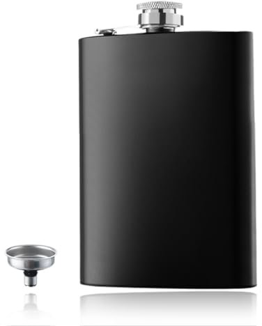 Hip Flask 8 oz, 2 PCS Hip Flasks for Men, Stainless Steel Flagon, Comes with Alcohol Flask Funnel, for Climbing Camping Barbecue Bar Party Drinker, Black, for Men Women
