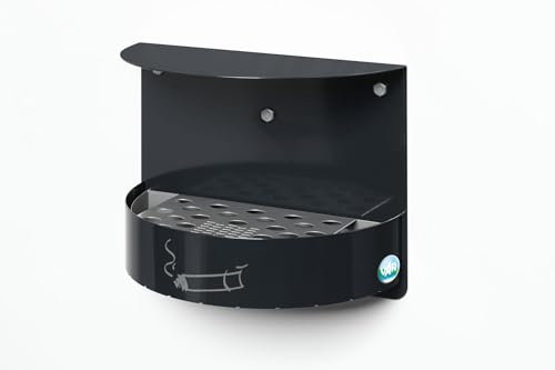 PROREGAL Wandascher mit Schutzdach verschließbar | 1,5 Liter, HxBxT 23x30x15cm | Verzinkter Stahl | Anthrazit | Ascher Aschenbecher