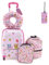 RELAX4LIFE Set di Valigietta per Bambini da 5 Pezzi con Valigia da 38 cm a Mano, Zaino da 33 cm, Cuscino per il Collo, Borsa Pranzo Isolata, Etichetta, Valigia con Ruote Rigide (ROSA CHIARO)