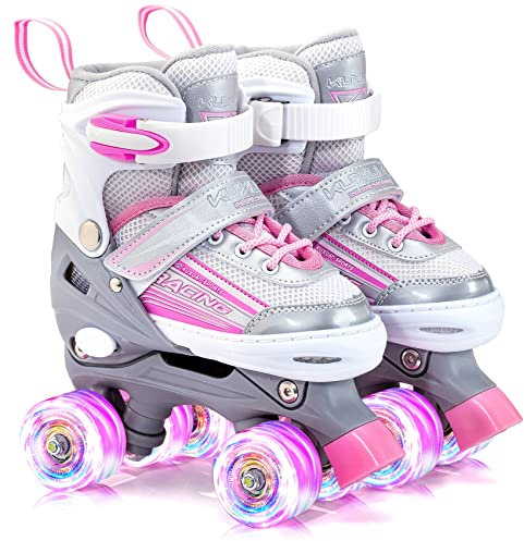Kuxuan Skates Verstellbar Rollschuhe für Kinder mit Spaß Leuchtenden Allrädern für Mädchen und Damen
