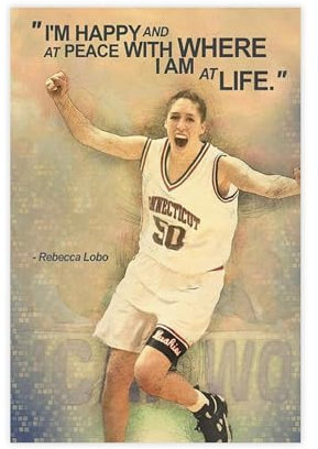 bnyesa Rebecca Lobo Sportposter mit Promi-Zitaten auf Leinwand, Wandkunst, Dekordruck, Gemälde für Wohnzimmer, Schlafzimmer, Dekoration, 30 x 45 cm