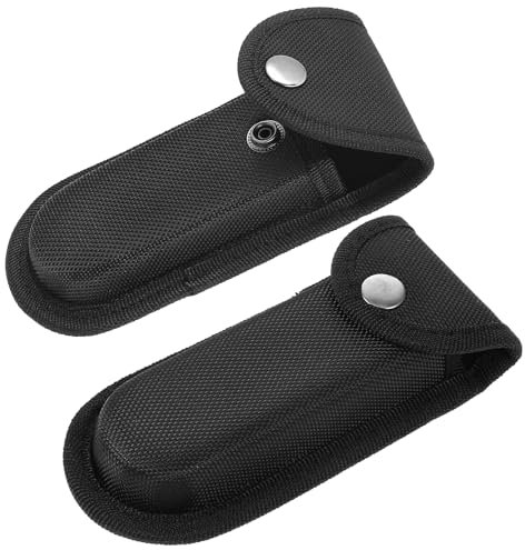 Aiyorse 2 Pcs Nylon Pocket Knife Sheath, 6.0 Folding Knife Pouch for Belt Compatible Multitools Portable Knife Pouch with Snap Closure and Belt Loop for Carrying Folding Knives (Black)