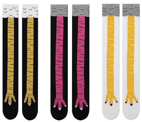 FGFD&OU Lustige Strümpfe Damen Herren Fun Hühnerfüße Socken Kniestrümpfe Overknees Strümpfe Lange Strick Warme Socken Leggings Strümpfe Überknie Hühner Cartoon Sportsocken für Unisex (3Paare-long)